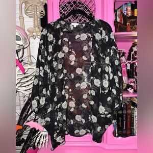green floral bat wing kimono top